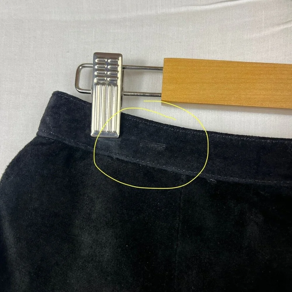 Black Suede Leather Pencil Skirt Womens 30